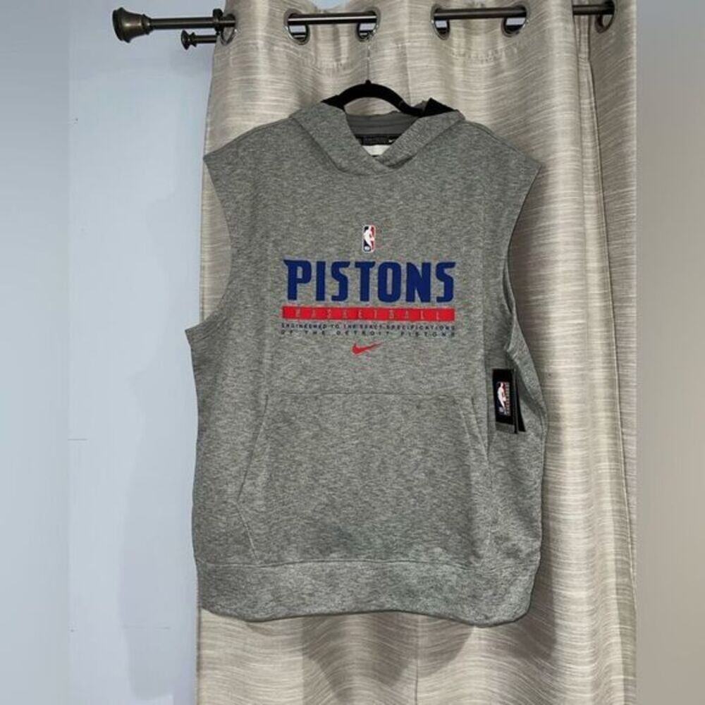 Men's Nike NBA Detroit Pistons‎ Team Issued Grey Tank Hoodie XL Tall